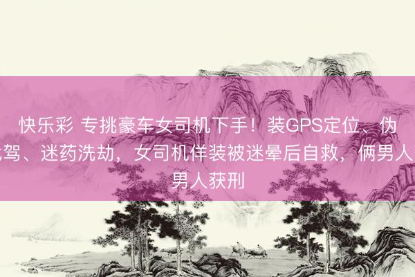 快乐彩 专挑豪车女司机下手！装GPS定位、伪装代驾、迷药洗劫，女司机佯装被迷晕后自救，俩男人获刑