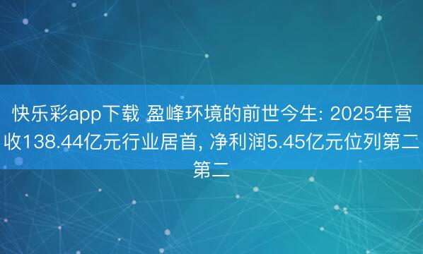 快乐彩app下载 盈峰环境的前世今生: 2025年营收138.44亿元行业居首, 净利润5.45亿元位列第二